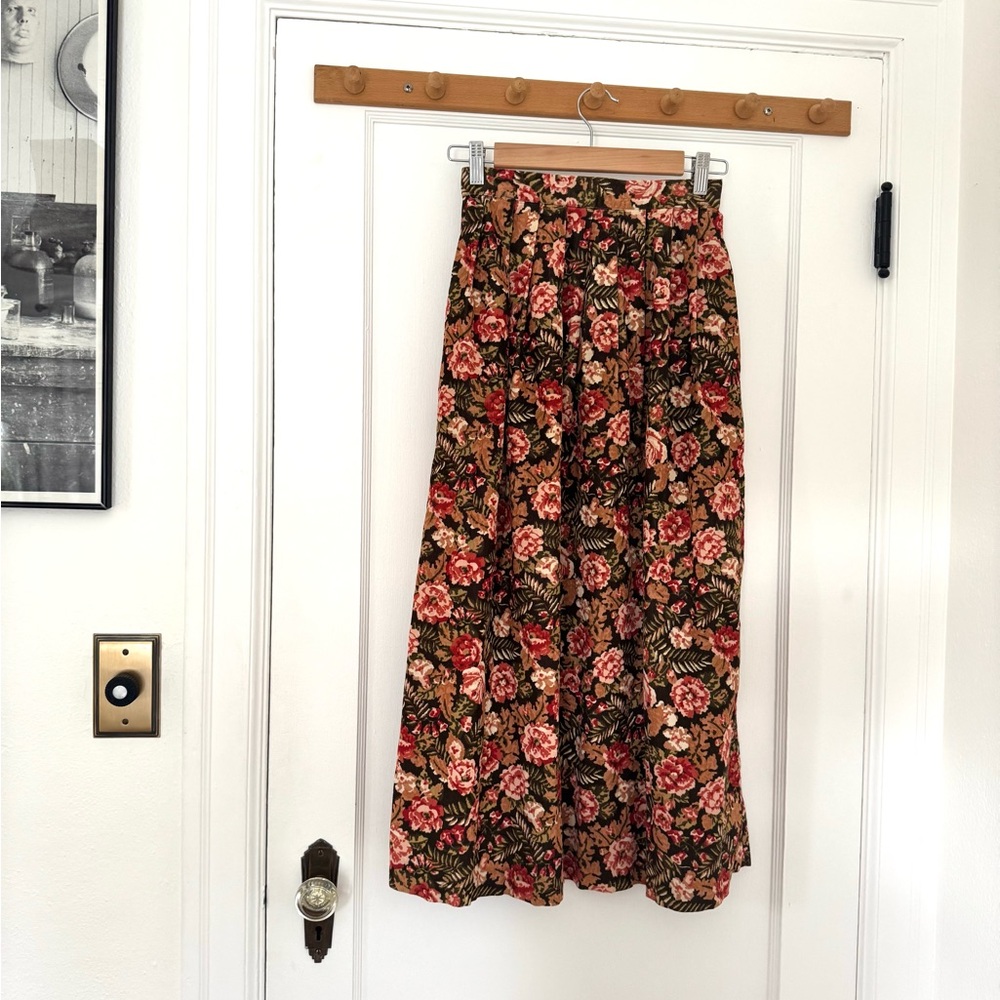 Vintage Talbots Floral Corduroy Maxi Skirt